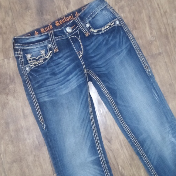 Rock Revival Jeans Women's 26 Abbie Skinny Embellished Embroidered Fade NWOT - Picture 4 of 8